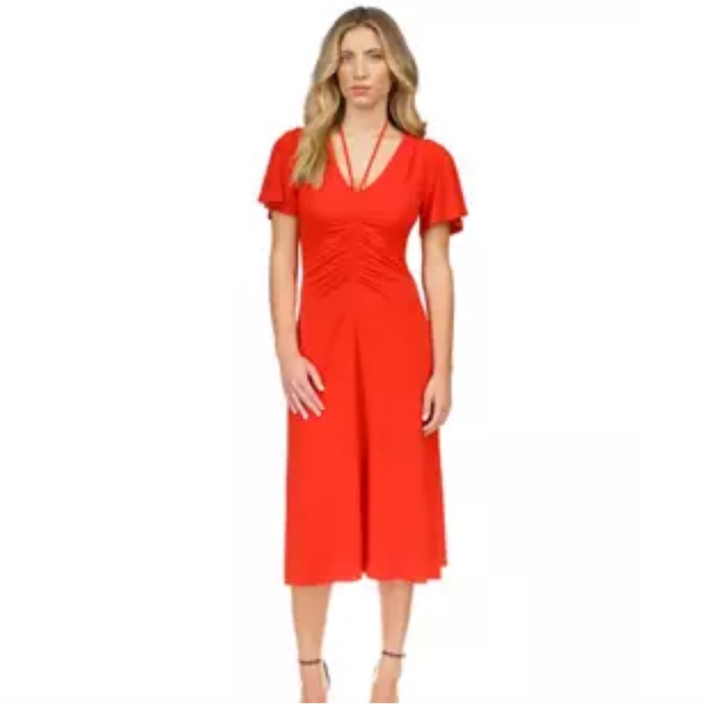 MICHAEL Michael Kors
Women's Ruched Front Flutter Sleeve Midi Dress